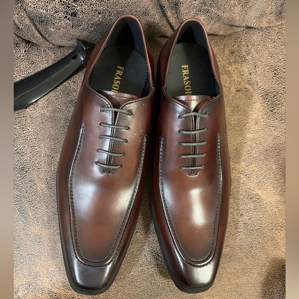 FRASOICUS Men’s Dress Shoes with Genuine Leather in Classic Brogue Elastic Band